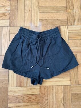 Zara Black Elastic Waist Drawstring Athletic Shorts